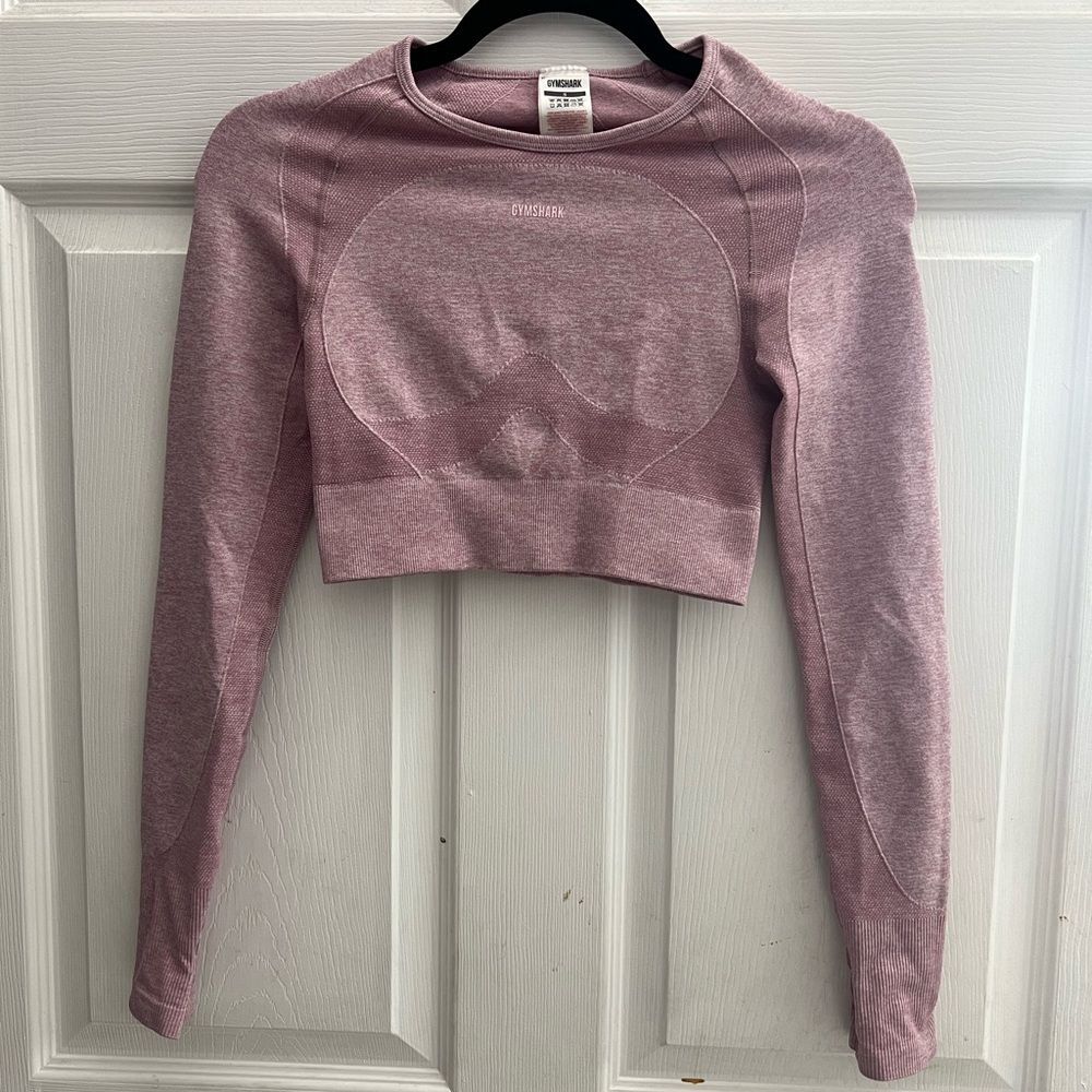 Gymshark Flex Crop Top Long Sleeve Active Deep Blush/White Size Small - Picture 5 of 12